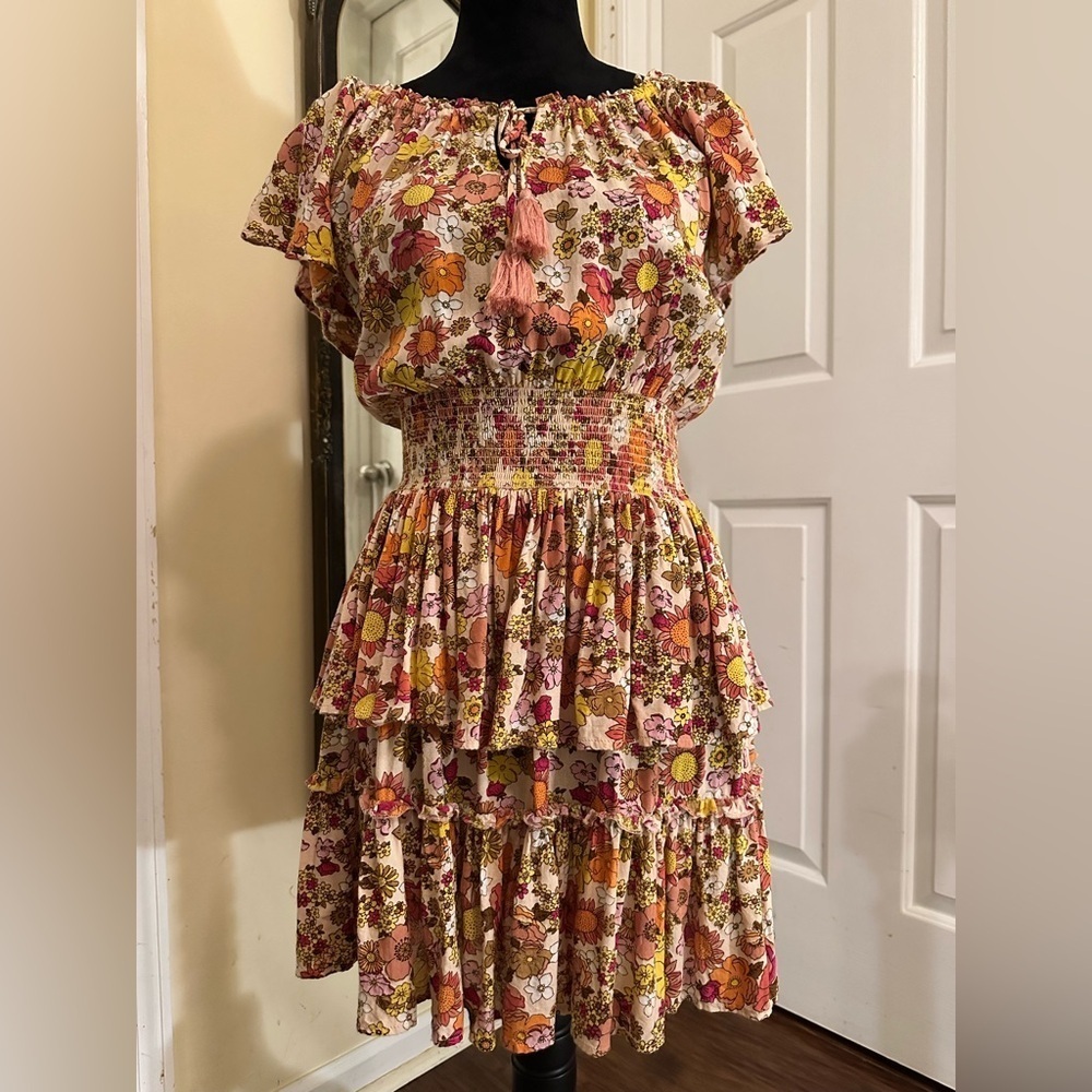 Anthropologie Patrons of Peace Floral Boho Ruffle Mini Dress โ Small - Picture 4 of 12